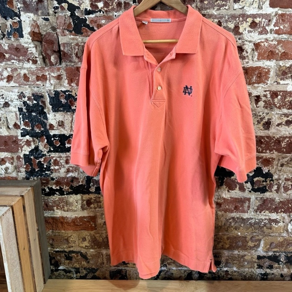 Cutter & Buck Norte Dame College Mens XL Peach Golf Short Sleeve Polo Shirt